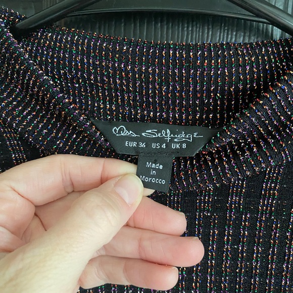 ASOS Miss Selfridge Sparkly Colorful Bodycon Long Sleeve Turtleneck Dress-Size 4 - Picture 3 of 5